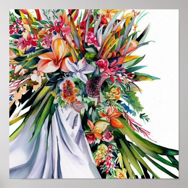 Affiche Paradis tropical, Bouquet en cascade nuptiale (2), (Devant)