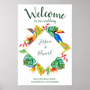Affiche Paradis Tropical Coloré Luau Bienvenue Mariage