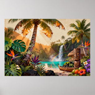 Affiche Paradis Tropical : Une Retraite Insulaire Vibrante