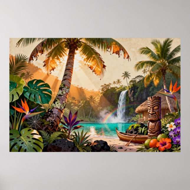 Affiche Paradis Tropical : Une Retraite Insulaire Vibrante (Devant)