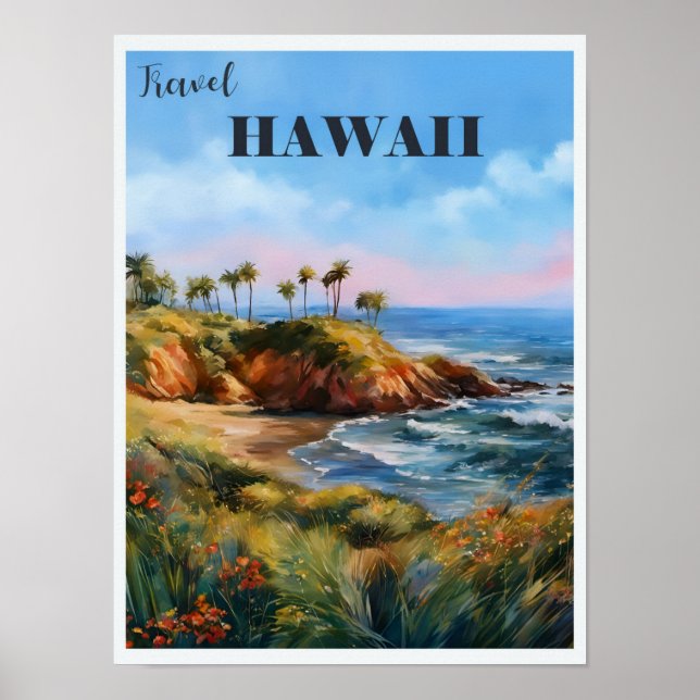 Affiche Paradis tropical Vintage voyage Hawaii (Devant)