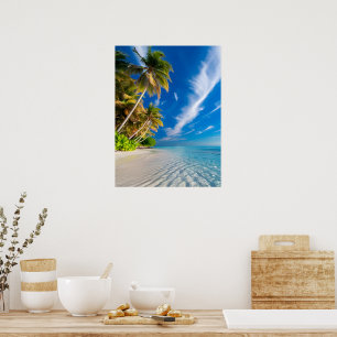 Affiche Paradise Shoreline : Palmiers tropicaux et cristal
