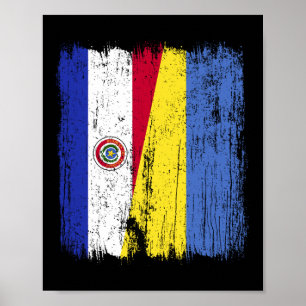 Affiche Paraguay Ukraine Demi-drapeau Paraguayen Ukrainien