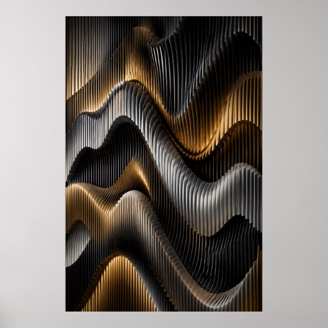 Affiche paramétrique 3D Chrome Or Noir (Devant)