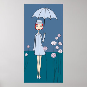 Affiche parapluie bleu