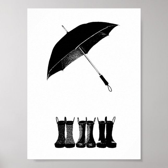 Affiche Parapluie & Bottes (Devant)