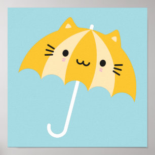 Affiche Parapluie de chats Kawaii