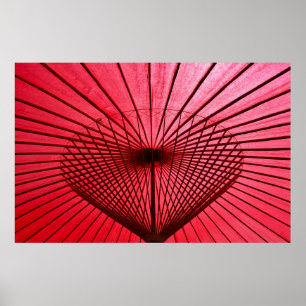 Affiche Parapluie de papier à huile rouge