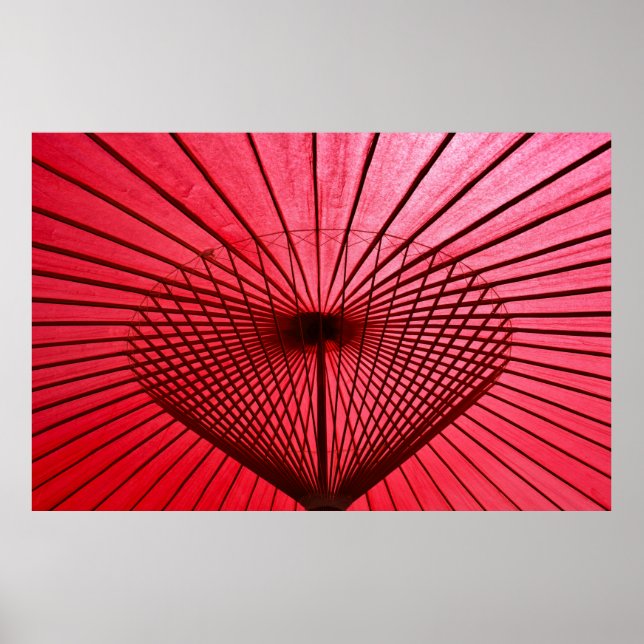 Affiche Parapluie de papier à huile rouge (Devant)