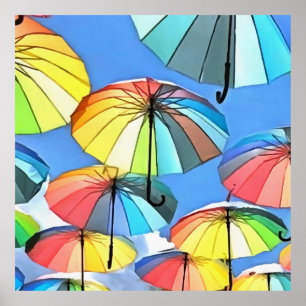 Affiche Parapluie flottant Sky Whimsical Parasols Art