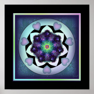 Affiche Parapluie violet & coeurs .7