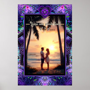 Affiche Parapluie violet & coeurs .7