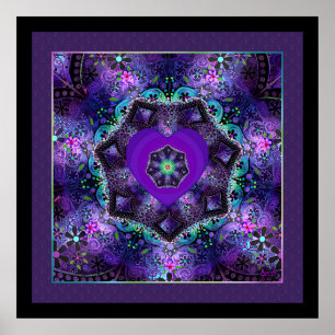 Affiche Parapluie violet & coeurs .7