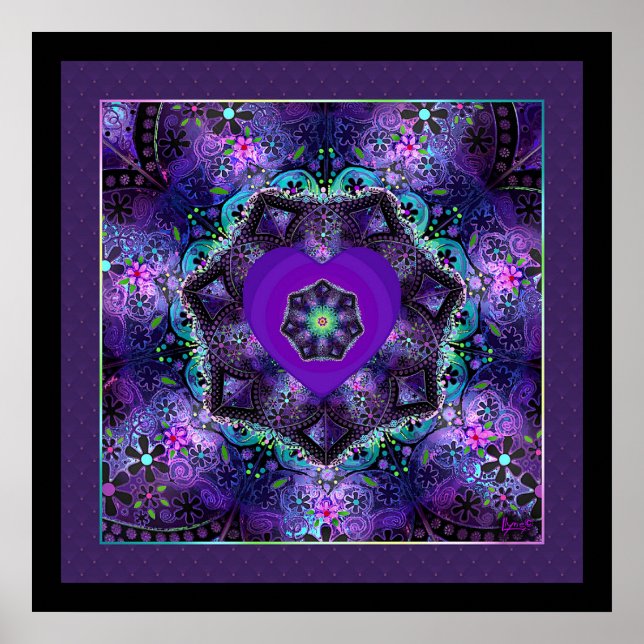 Affiche Parapluie violet & coeurs .7 (Devant)