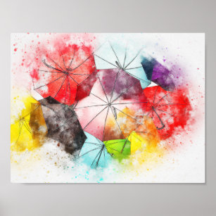 Affiche Parapluies colorés Abstrait