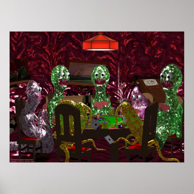 Affiche Parasites intestinaux jouer au poker (Devant)
