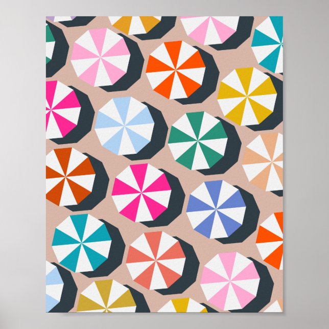 Affiche Parasols de plage Côte d'été (Devant)