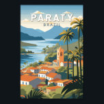 Affiche Paraty Brésil Travel Art Vintage<br><div class="desc">Paraty rétro design de déplacement vectoriel. Paraty est une petite ville entourée de montagnes sur la Costa Verde du Brésil,  entre Rio de Janeiro et São Paulo.</div>