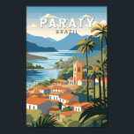 Affiche Paraty Brésil Travel Art Vintage<br><div class="desc">Paraty rétro design de déplacement vectoriel. Paraty est une petite ville entourée de montagnes sur la Costa Verde du Brésil,  entre Rio de Janeiro et São Paulo.</div>