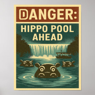 Affiche Parc à thème de l'affiche d'hippopotame