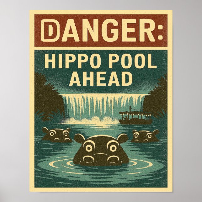 Affiche Parc à thème de l'affiche d'hippopotame (Devant)