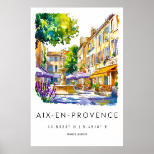 Affiche Parc aquarelle Aix En Provence Voyage national