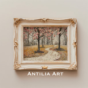 Affiche Parc botanique de la mosaïque vintage Magnolia Blo