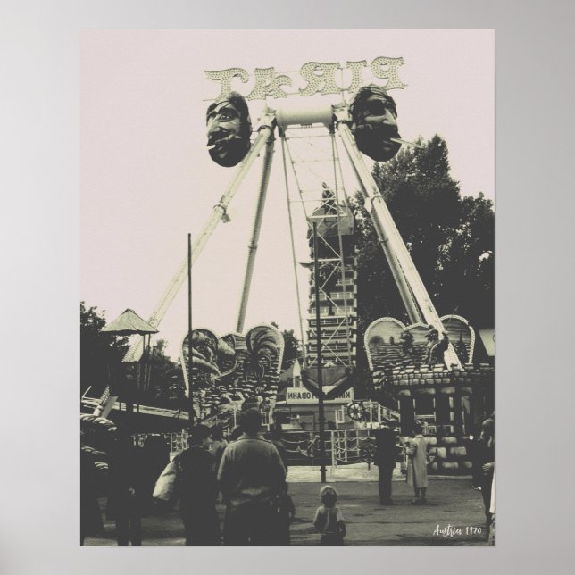 Affiche Parc d'attractions Vintage Autriche Vienne Prater (Devant)