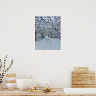 Affiche Parc de neige merveilleux d'hiver Carte blanche