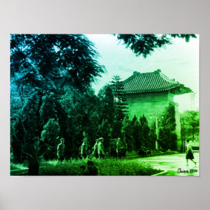 Affiche Parc des martyrs de Canton Chine vintage