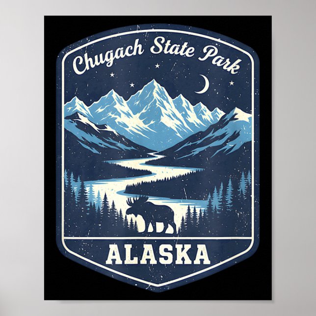 Affiche Parc d'état de Chugach en Alaska rivière du mont M (Devant)