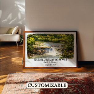 Affiche Parc d'État de Cumberland Falls Kentucky, Aquarell
