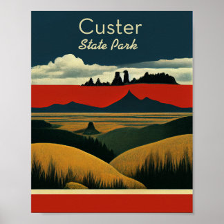 Affiche Parc d'état de Custer Minimaliste