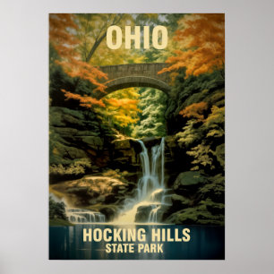 Affiche Parc d'état de Hocking Hills dans l'Ohio V02