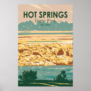 Affiche Parc d'État de Hot Springs Wyoming Vintage