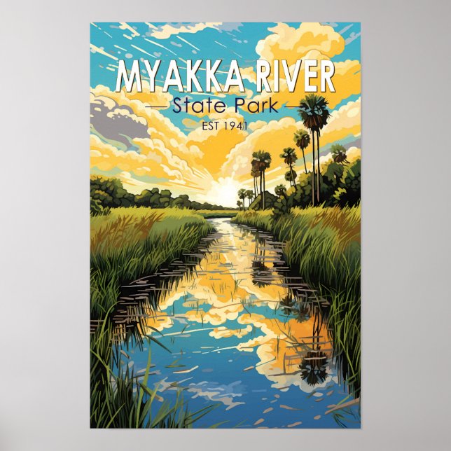 Affiche Parc d'État de la rivière Myakka Floride Voyage Ar (Devant)