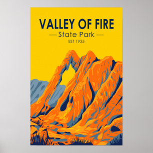 Affiche Parc d'état de la vallée du Feu Nevada Vintage