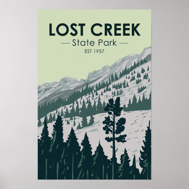 Affiche Parc d'État de Lost Creek Montana Vintage (Devant)