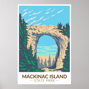 Affiche Parc d'état de Mackinac Island Michigan Arch Rock