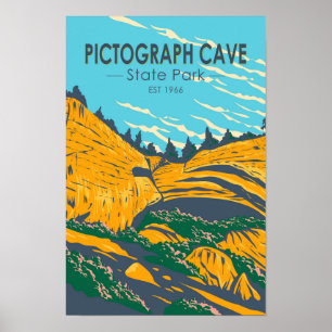 Affiche Parc d'État de Pictograph Cave Montana Vintage