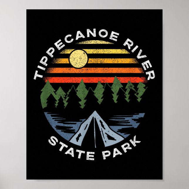 Affiche Parc d'État de Tippecanoe River Camping en forêt d (Devant)
