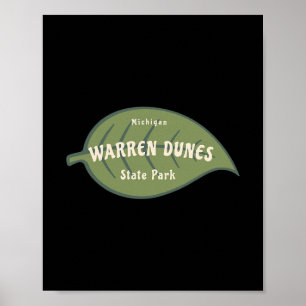 Affiche Parc d'État de Warren Dunes Michigan Feuilles d'Au