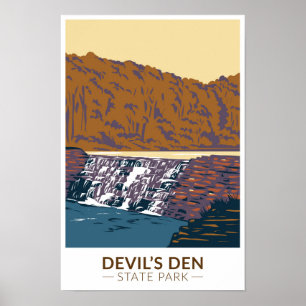 Affiche Parc d'État Devils Den Arkansas Vintage
