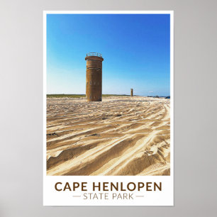 Affiche Parc d'état du Cap Henlopen Aquarelle Delaware