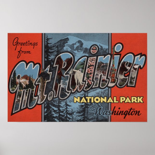 Affiche Parc d'état du Mont Rainier, Washington (Devant)