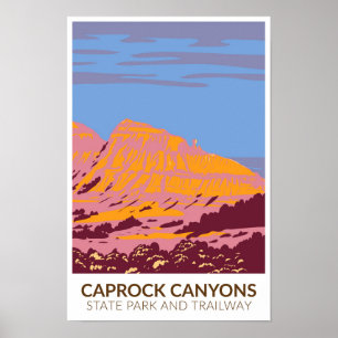 Affiche Parc d'État et sentier de Caprock Canyons Texas