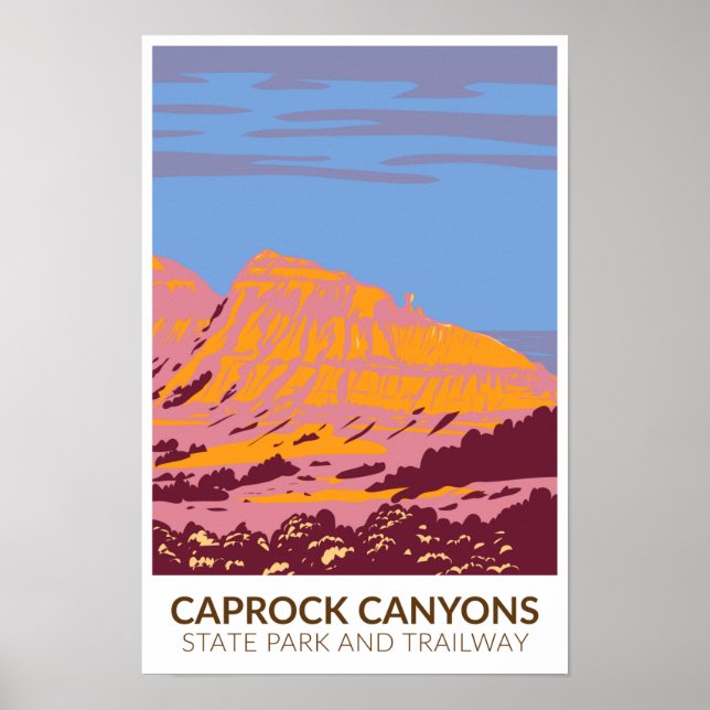 Affiche Parc d'État et sentier de Caprock Canyons Texas  (Devant)