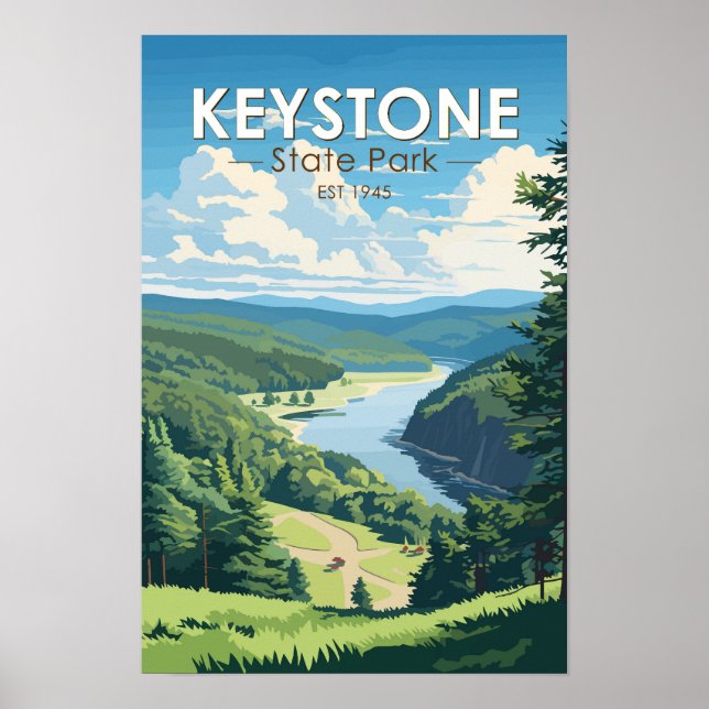 Affiche Parc d'État Keystone Pennsylvanie Voyage Vintage (Devant)