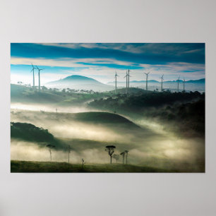 Affiche Parc éolien des Hautes-Terres Misty Sri Lanka