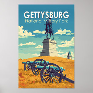 Affiche Parc militaire national de Gettysburg Art rétro de